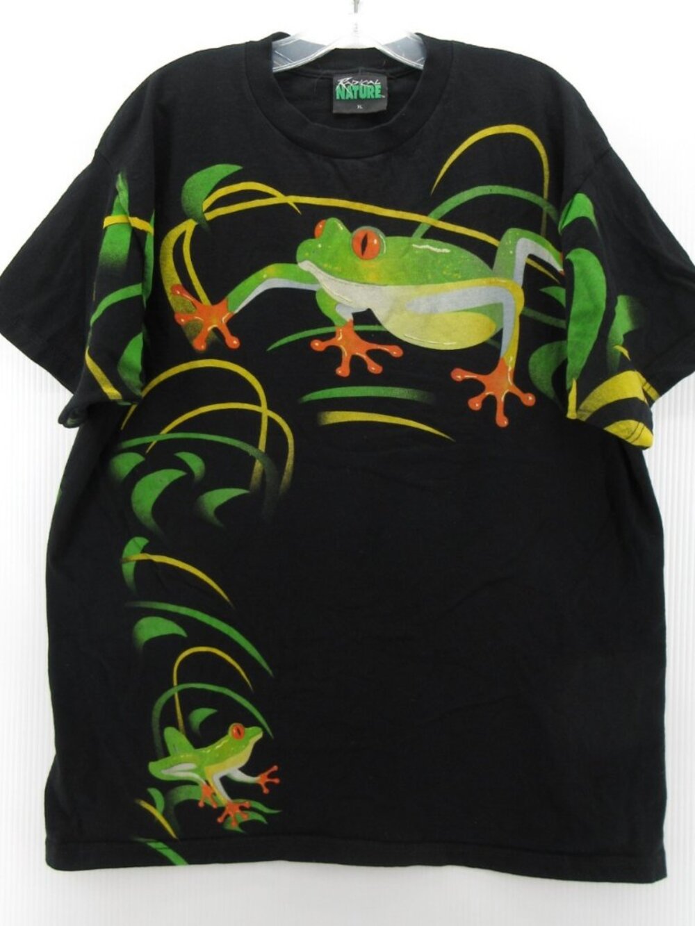 VINTAGE Radical Nature Shirt XL Rainforest Frog AOP 90s Cyber Punk *